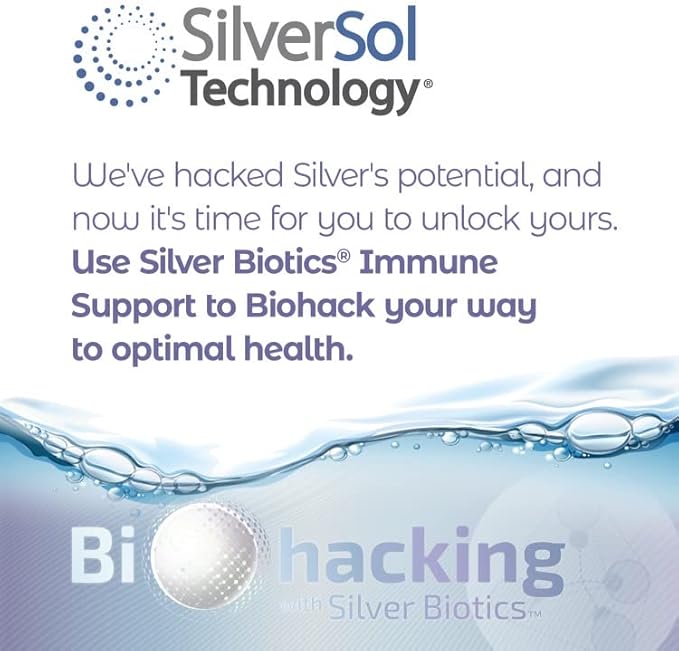Silver Biotics Advanced Silver Technology SilverSol Ag₄O₄ 10 PPM Immune Support | Bio-Hacking Immune Building Natural Support | 32 Fl Oz