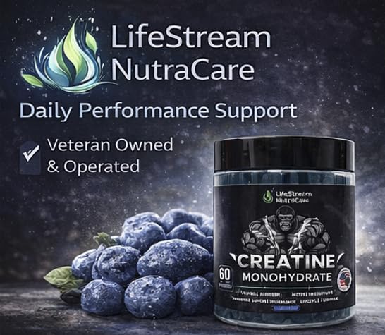 Strength &amp Performance Gummies – Creatine Monohydrate for Muscle Growth | Vegan Halal Non-GMO Blueberry Flavor (60 Ct)