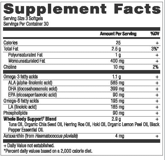 Ancient Nutrition Ancient Omegas Whole Body - ALA DHA EPA from Wild Caught Fish - 90 Capsules