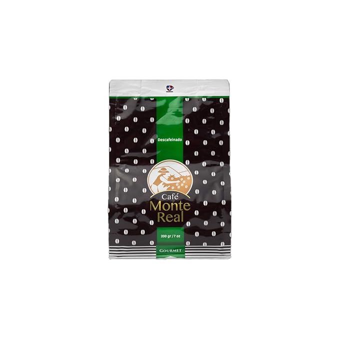 Monte Real Gourmet Arabica Premium Ground Decaf Dominican Coffee Cacao Flavor 200 gr