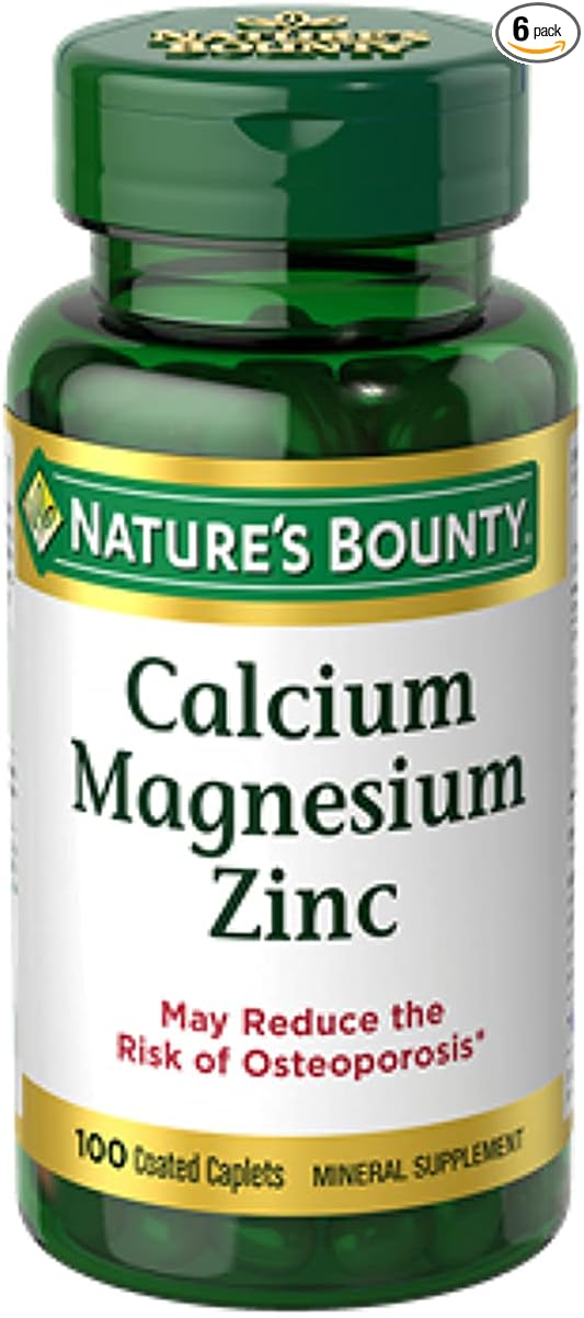Nature's Bounty Calcium Magnesium Zinc 100 Count Pack of 6