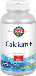 KAL Calcium Plus Softgels - 1000mg per Serving Calcium Magnesium Zinc &amp D3 Supplement for Men and Women - 200 Count Softgels