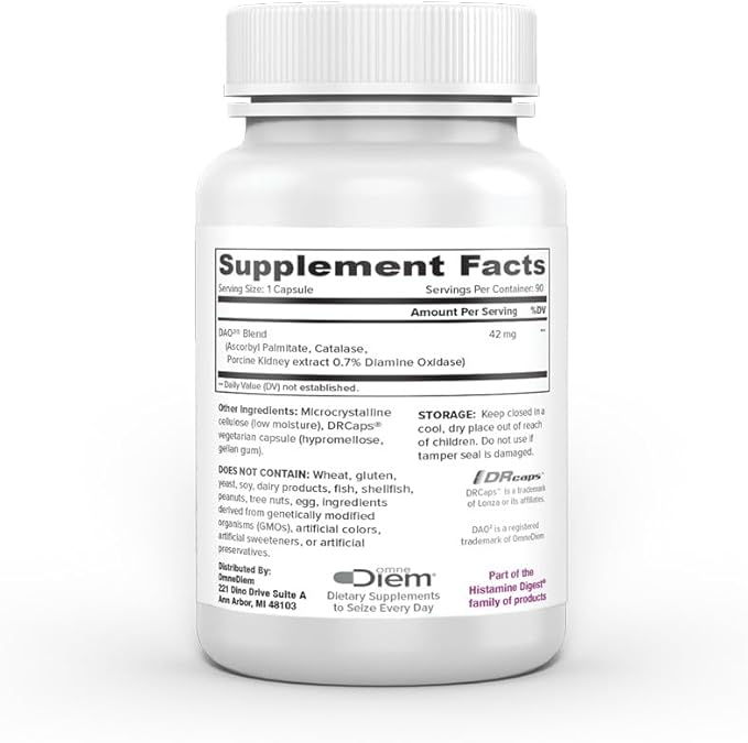 Omne Diem DrinkHD – 90 Count | DAO Enzyme Supplement with Diamine Oxidase | Delayed Release Capsules