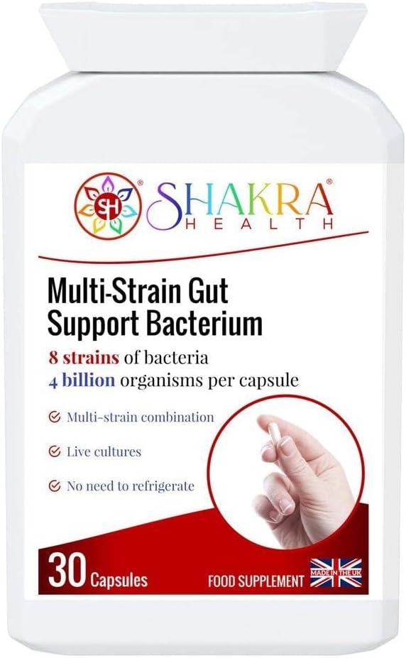 Multi-Strain Gut Support Bacterium (30 Capsules) Soothes &amp Supports Gut Bowel &amp Digestive Health Colon Issues &amp I. B. S Relief. Powerful Multi-Strain Pro-Biotic | Shakra Health
