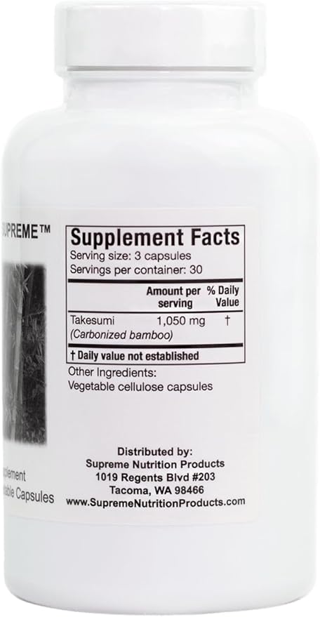 Supreme Nutrition Takesumi Supreme 90 Pure Activated Bamboo Charcoal Vegetarian Capsules (Pack of 2)