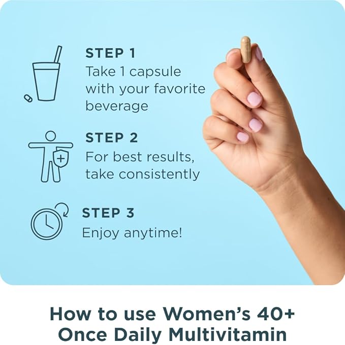 Ancient Nutrition Multivitamin for Women Multi Women's 40+ Once Daily Magnesium Methylated Vitamin B C K2 Folate and Iron Supplement 30ct