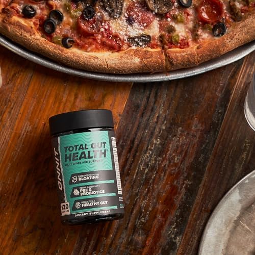 ONNIT Total Gut Health Daily Digestive Support IGEN Non-GMO Tested Digestion Supplement for Women and Men with 7 Strains of Probiotics Prebiotics Enzymes and Betaine HCL 120 Count
