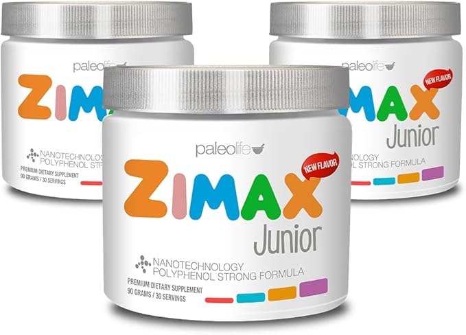 ZIMAX Junior Super ANTIOXIDANT for Children and Adolescents Between 4 and 16 Years - 100% Natural with Vitamin c Magnesium and Vitamin d3 - High Absorption Curcumin Ginger + Minerals
