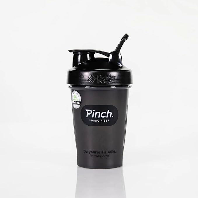Pinch Magic Fiber &amp Shaker Combo | Prebiotic Psyllium Husk Fiber for Digestive Health Keto Vegan Low Sugar | BPA-Free Shaker for Smooth Mixing Travel-Friendly Dishwasher Safe | 28-Day Supply