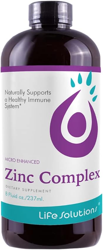 Life Solutions Zinc Complex - Zinc Gluconate and Copper Gluconate for Optimal Immune Support &amp Health - High Absorption Formula - Liquid 8oz-