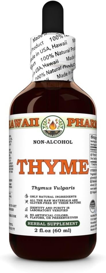 Thyme (Thymus Vulgaris) Dry Leaf Glycerite All Natural Vegan Lab Tested Alcohol-Free Liquid Extract - 2 fl.oz