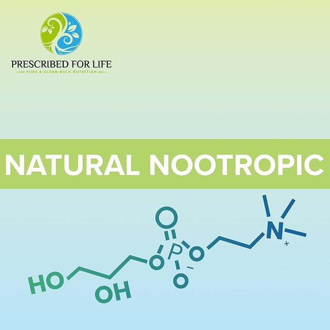 Prescribed For Life Alpha GPC Powder L Alpha glycerylphosphorylcholine Choline Supplement for Cognitive Function Non GMO Vegan Soy Free (113g)