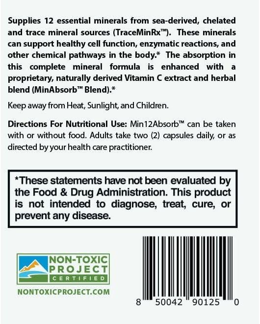 True Cellular Formulas MIN12Absorb™ Essential &amp Trace Mineral Complex | Soy-Free Non-GMO Vegan 30-Day Supply - Enhanced Absorption for Cellular Health and Daily Vitality