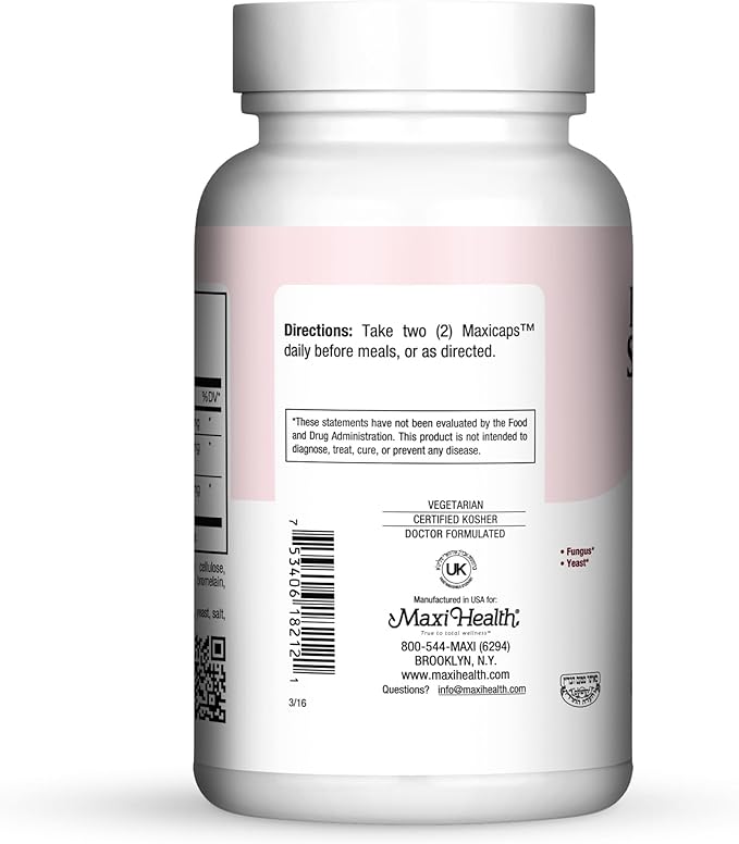 Maxi Health Acidophilus Probiotic – 7M Supreme with Bifidobacterium &amp Prebiotic Apple Pectin – Digestive &amp Immune Support Gut Health Gas &amp Bloating Relief – Kosher 120 Veggie Capsules