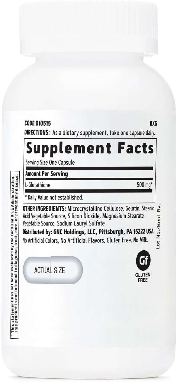 GNC Glutathione 500mg 60 Capsules Supports Immune Health