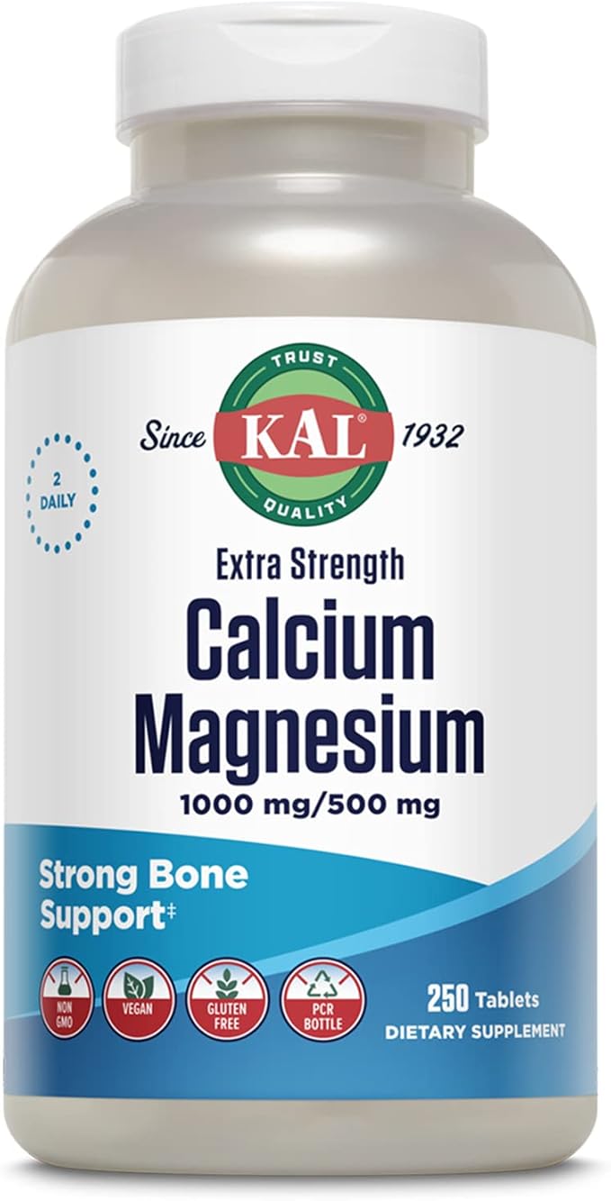 KAL Extra Strength Calcium Magnesium Tablets 250 Count