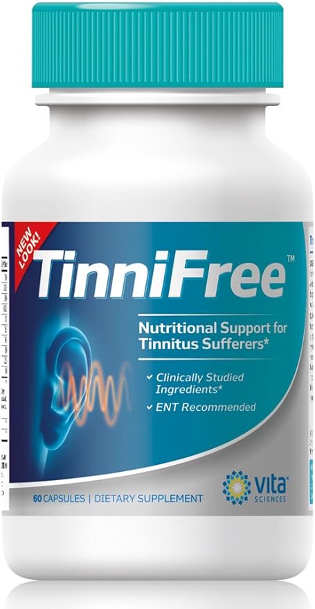 Tinnitus Relief Formula - Tinnifree with Clinically Studied Ingredients. Powerful Effective Formula to Improve Inner Ear Circulation &amp Help Stop Ringing in the Ears  ENT Recommended. 60 ct.