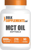 BulkSupplements.com MCT Oil Softgels - Medium Chain Triglyceride MCT Supplement MCT Oil 3000mg - for Energy Support Gluten Free 3 Softgels per Serving 270 Count (Pack of 1)