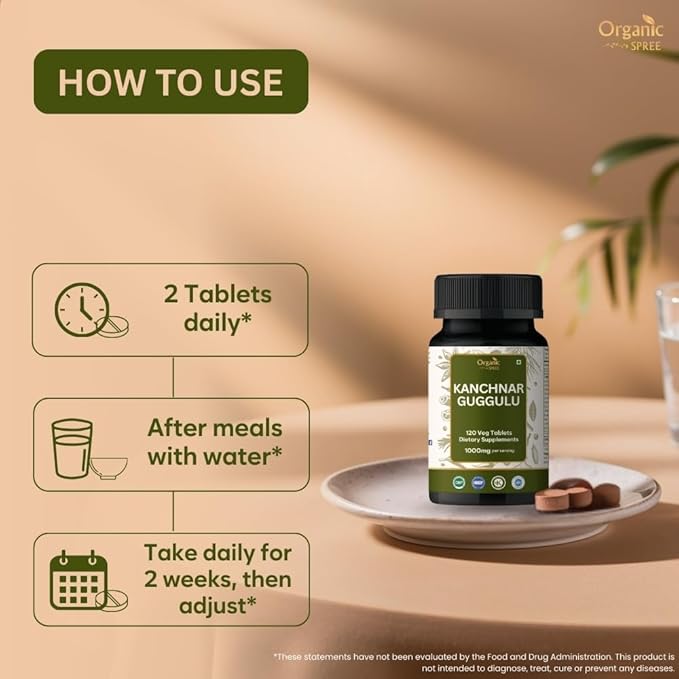 Kanchnar Guggulu 120 Tablets - Supports Detox and Lymphatic Health* - Ayurvedic Formulation - Certified and Vegetarian