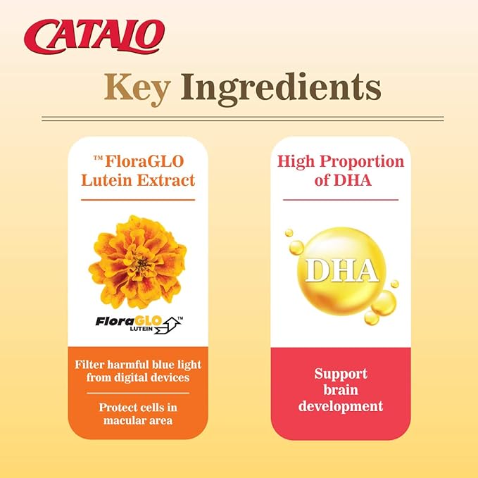 CATALO Children’s DHA IQ Formula with Lutein from Marigold Extract - Omega 3 for Kids Yummy Strawberry Flavored Chewable Softgels with 200 mg of DHA and 42 mg of EPA - Made in USA