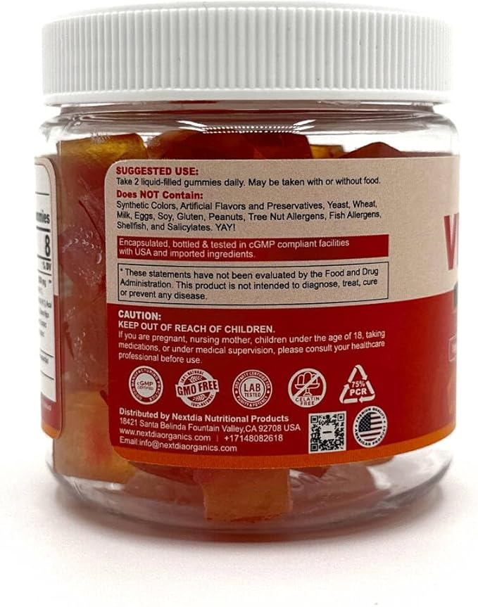 Organic Vitamin C Gummies 120mg for Adults Sugar Free Daily Immune Defense Raw Antioxidant 100% Whole Food Chewable Vitamin C Supplement from 1200mg Berries &amp Fruits for Collagen Vegan 60 Co