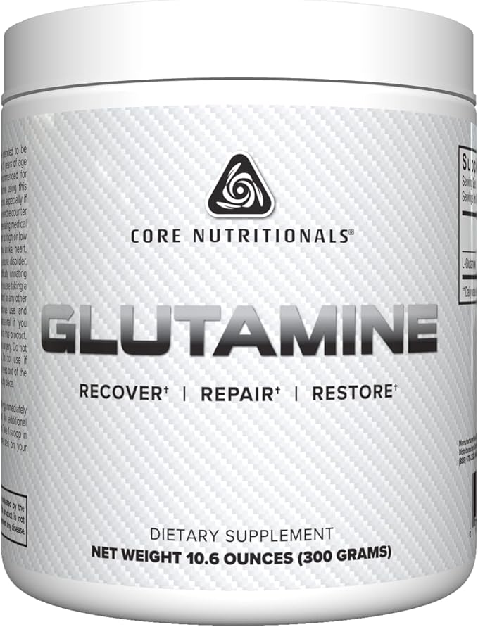Core Nutritionals Glutamine Amino Acid | Enhance Recovery &amp Restore L-Glutamine Levels | Immune Support Muscle Build Gut Health | 60 Servings (Unflavored)