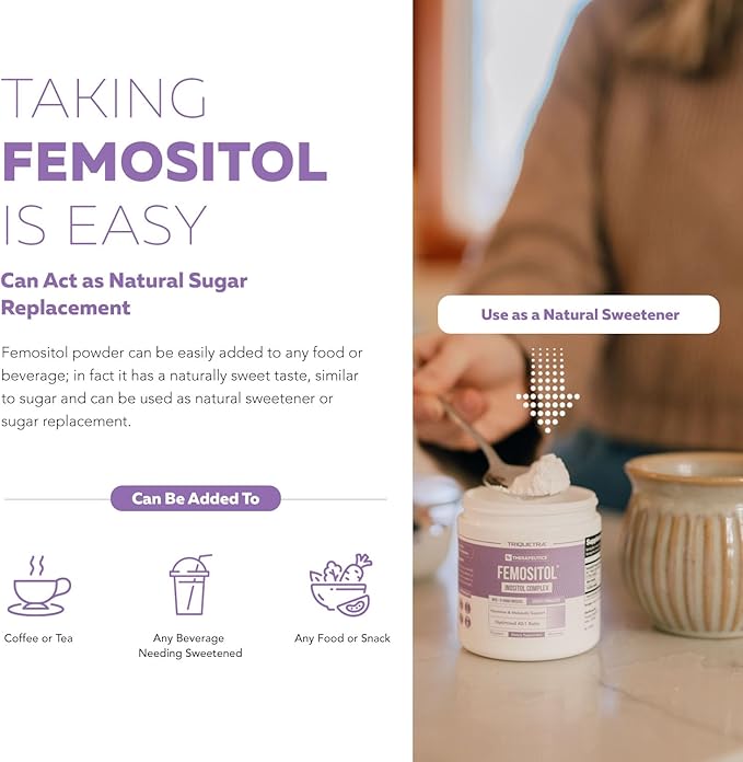 FemoSitol Inositol Powder | Myo-Inositol &amp D-Chiro Inositol Complex - Clinically Proven 40:1 Ratio (Vitamin B8) | Hormonal Balance &amp Healthy Ovarian Function Support (123 gram – 60 Servings)