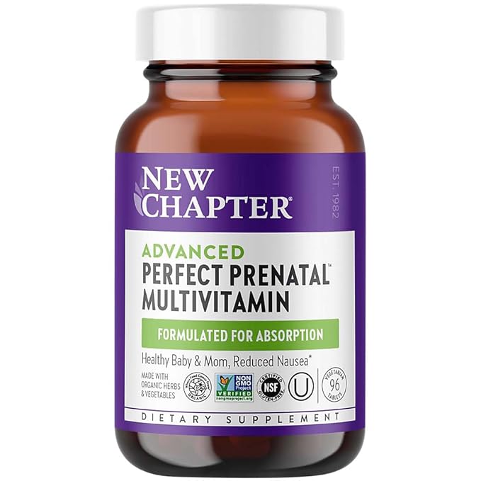 New Chapter Perfect Prenatal Vitamins - 96ct Organic Prenatal Vitamins Non-GMO Ingredients for Healthy Baby &amp Mom - Folate (Methylfolate) Iron Vitamin D3 Fermented with Whole Foods and Probio
