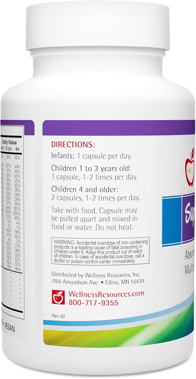 Super Mini-Multi - Children's Multivitamin Swallowable Capsules with Methyl Folate Methyl B12 and Coenzyme B Vitamins for Growth Focus Brain Health (120 Capsules)