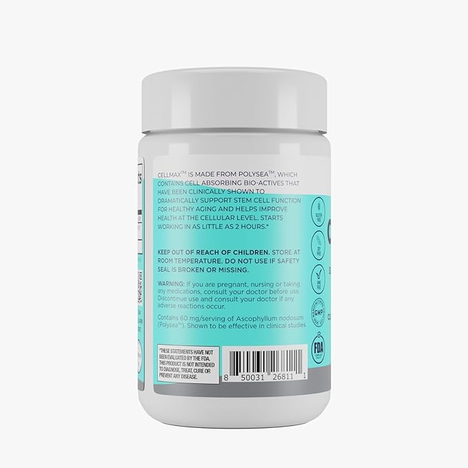 Omax3 Cellmax Healthy Aging Supplement – Supports Cellular Vitality &amp Longevity Antioxidant Formula with PolySea™ Seaweed Extract for Collagen &amp Immune Support – 60 Capsules
