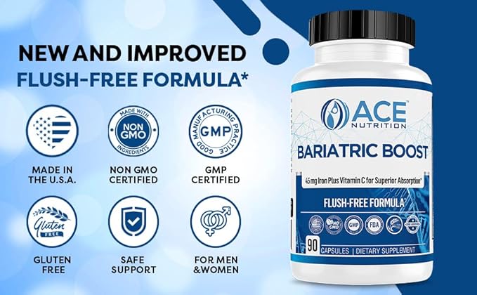 Bariatric Boost One-A-Day Multivitamin 90 Day Supply with 45mg Iron Post Gastric Bypass Sleeve Surgery | Non-GMO Gluten Free Bariatric Multivitamin Made in USA |