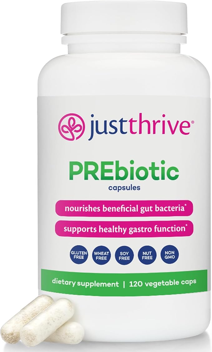 Just Thrive PREbiotic Capsules - Prebiotic Blend for Gut Health and Immune Support 120 Caps