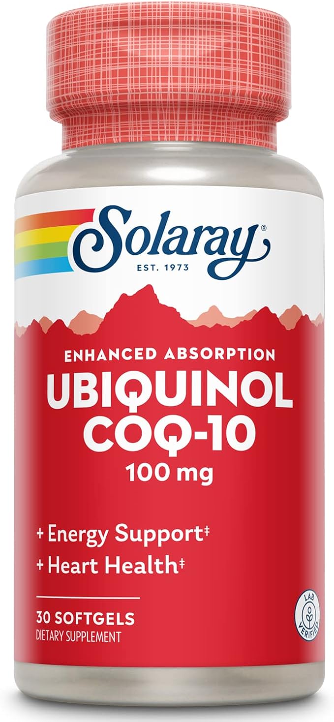 Solaray Ubiquinol CoQ-10 100mg Enhanced Absorption Softgels - Ubiquinol CoQ10 Supplement for Men &amp Women Coenzyme Q10-30 Softgels