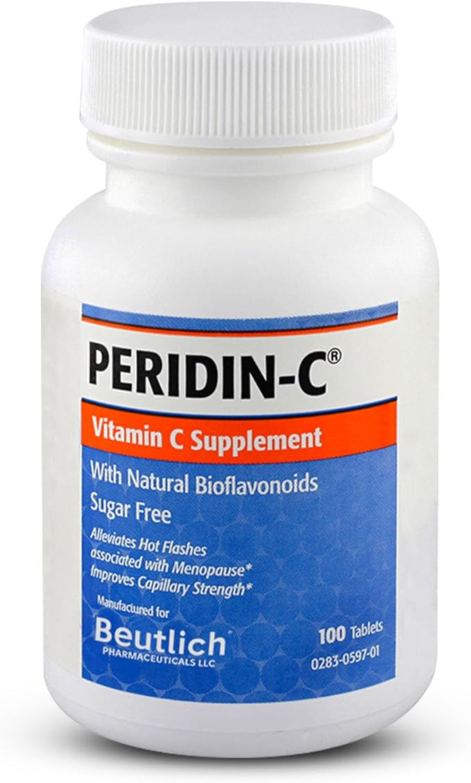 Peridin-C Vitamin C Supplement with Citrus Bioflavonoids – Daily Antioxidant Support – Gentle Sugar-Free Gluten-Free Formula – Easy-to-Swallow Tablets – 100 Count