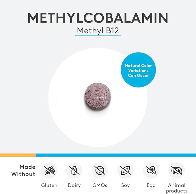 XYMOGEN Methylcobalamin - 5 mg Vitamin B12 - Supports Healthy Methylation Neurological Health &amp Red Blood Cell Formation - Non-GMO &amp Gluten Free - 60 Quick-Disssolve Tablets