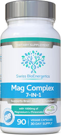 Magnesium L-Threonate Complex 7-in-1 with 1000mg of Magtein Plus Magnesium as Bisglycinate Taurate Citrate Gluconate Malate &amp Lactate - Supports Sleep - Vegan US Made and No Artificial Nastie