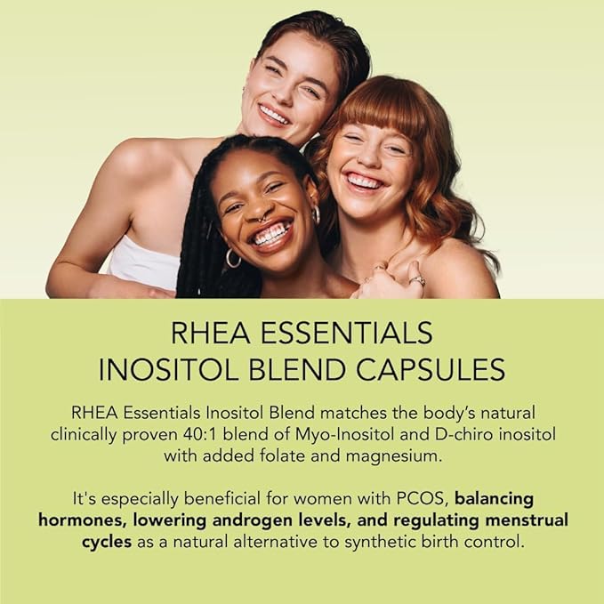 RHEASILVIA Rhea Myo-Inositol &amp D-Chiro Inositol Supplement for Women | 40:1 Ratio with Myoinositol Folate &amp Magnesium | Hormone &amp Metabolic Support | 60 Servings