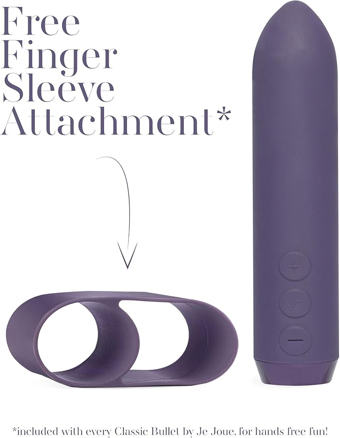 Je Joue Classic Bullet Vibrator with Fingersleeve Powerful Whisper Quiet USB Rechargeable Waterproof 100% Medical Silicone - Purple