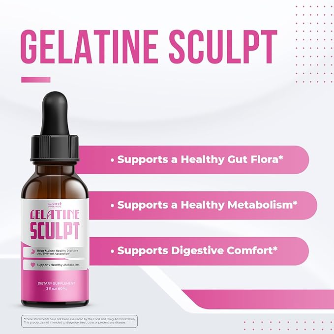 Gelatin Sculpt – Daily Liquid Botanical Supplement with Chromium &amp Plant Extracts – Clean Stimulant-Free Formula – Non-GMO Made in USA GMP-Certified - 2 fl oz (60 mL) 3 Month Supply