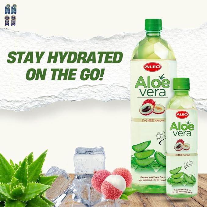 ALEO 1.5L Premium Lychee Aloe Vera Drink - Natural No Preservatives No Artificial Colors Superior Taste Award 2025