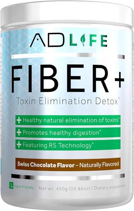 Project AD Fiber+ Fiber Supplement - Supports Gut Health and Digestive Regularity Fiber is Great for Weight Loss Detox Vegan Friendly - Fiber Powder 16.4 Oz (Chocolate)
