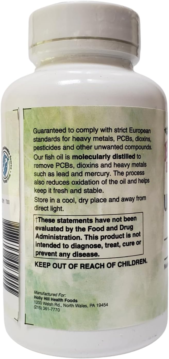 Holly Hill Health Foods Ultra Omega-3 Triglyceride Fish Oil 1000 mg EPA + DHA 60 Softgels