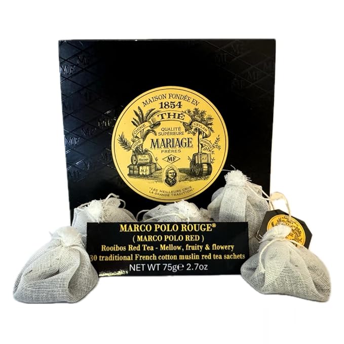 Mariage Freres Marco Polo Rouge 30 cotton muslim tea bag sachets (1 Pack)
