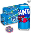 Fanta Berry 12oz Can - 12 Pack Bundle with Exotic Blvd Coaster (Two 12-packs (24 cans))