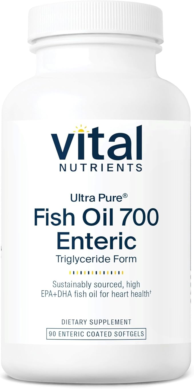 Vital Nutrients Ultra Pure® Fish Oil 700 Enteric Coated - Heart Brain Immune Health* - Sustainably Sourced High EPA &amp DHA Omega-3 Fatty Acid - Vanilla Flavor - Gluten Dairy Soy Free - 90 Count