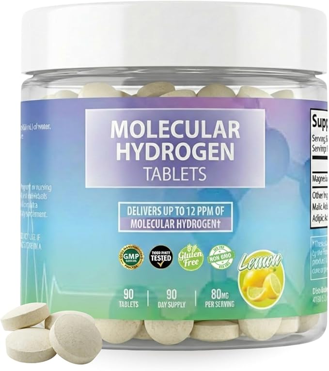 BODY C.E.O. Hydrogen Water Tablets with Magnesium | Molecular Hydrogen Tablets for Drinking Water | Support Energy Focus &amp Antioxidant Balance | Vegan &amp Gluten Free Supplement| 90 Count (Lemon