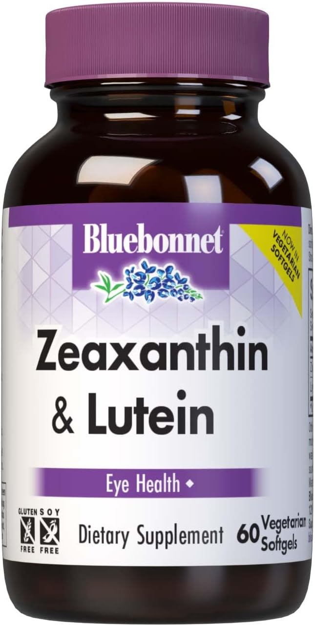 Bluebonnet Nutrition Zeaxanthin &amp Lutein Eye Health* Gluten-Free Dairy-Free 60 Vegetarian Softgels 60 Servings