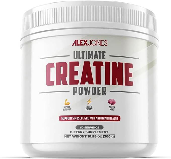 Ultimate Creatine Powder by Alex Jones – Micronized Creatine Monohydrate 5g Per Scoop Unflavored – Supports Strength &amp Daily Energy – 300g (60 Servings)