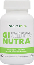 NaturesPlus GI Natural Total Digestive Wellness - 90 Bi-Layered Tablets - with L-Glutamine Probiotics Prebiotics &amp Enzymes - Gluten Free - 30 Servings