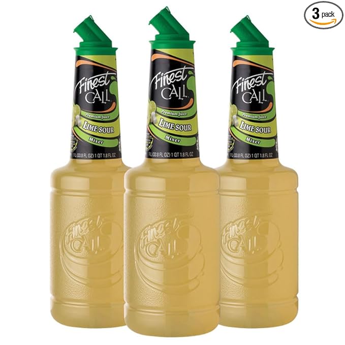 Finest Call Premium Juice Lime Sour Drink Mix 1 Liter Bottle (33.8 Fl Oz) Pack of 3